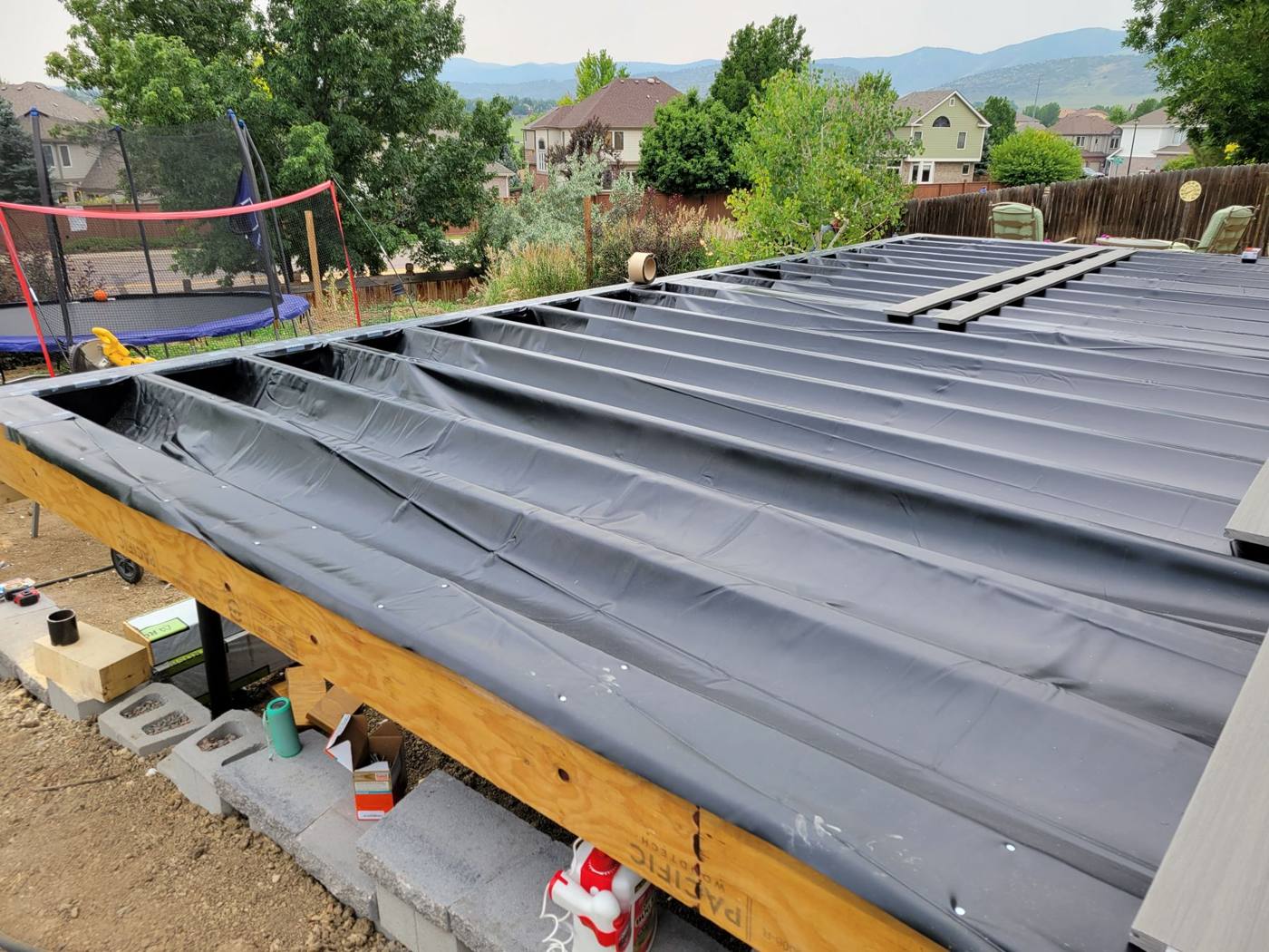 Deck framing and waterproofing