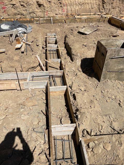 Footing forms and reinforcing