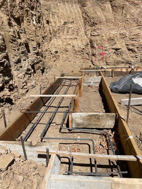 Footing forms and reinforcing