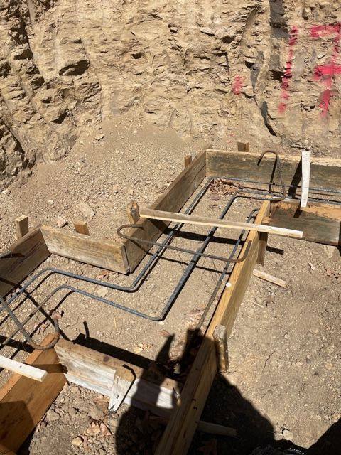 Footing forms and reinforcing