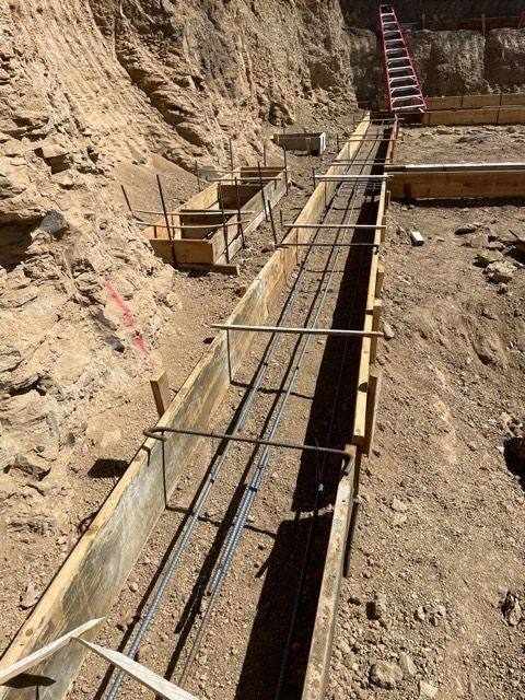 Footing forms and reinforcing