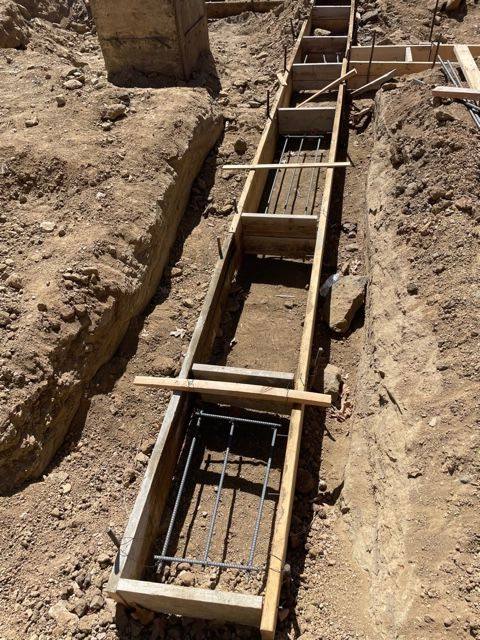 Footing forms and reinforcing