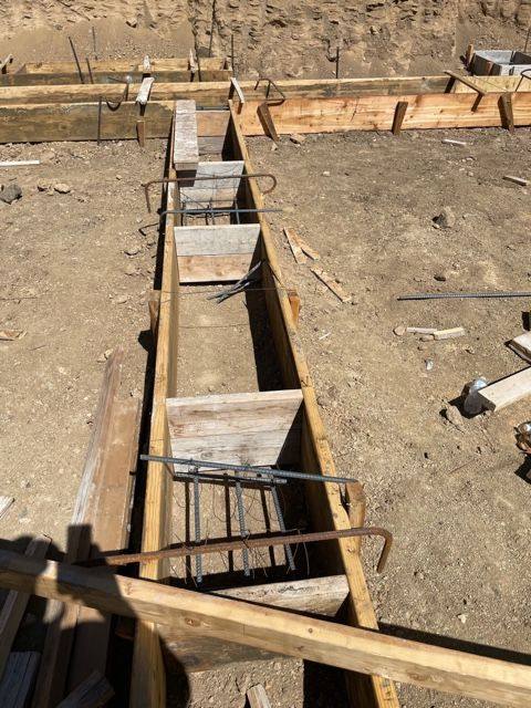 Footing forms and reinforcing