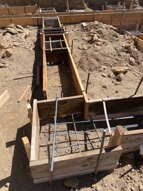 Footing forms and reinforcing