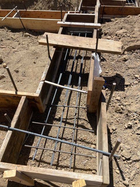 Footing forms and reinforcing