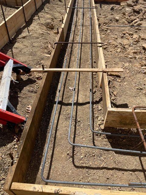 Footing forms and reinforcing