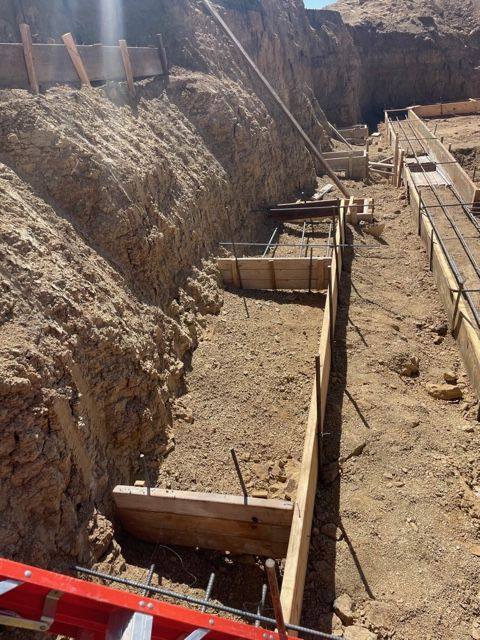 Footing forms and reinforcing