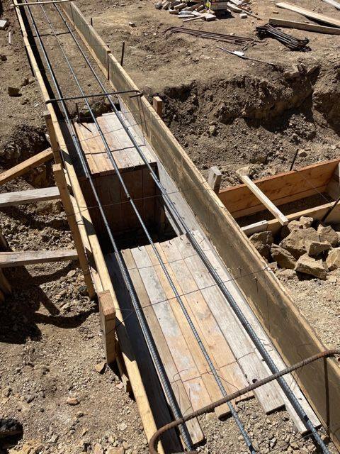Footing forms and reinforcing