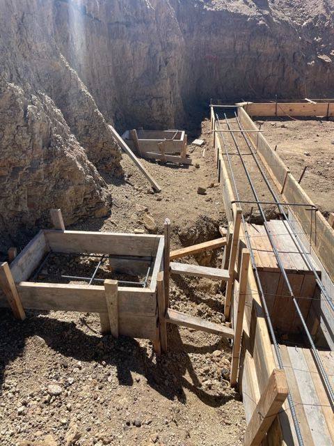 Footing forms and reinforcing