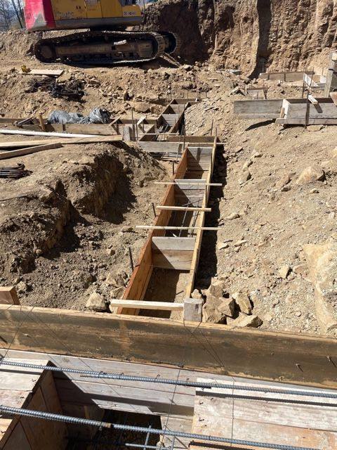 Footing forms and reinforcing