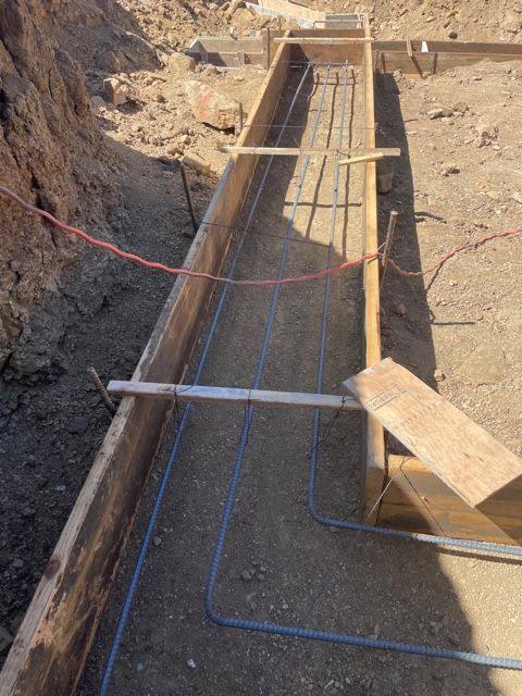 Footing forms and reinforcing