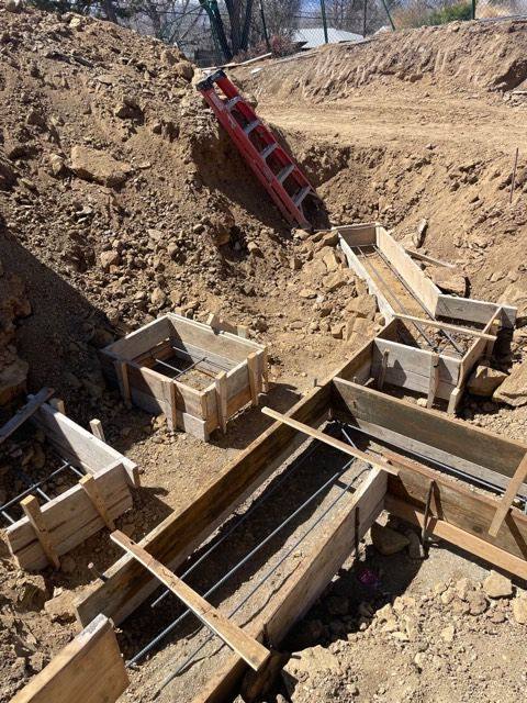 Footing forms and reinforcing