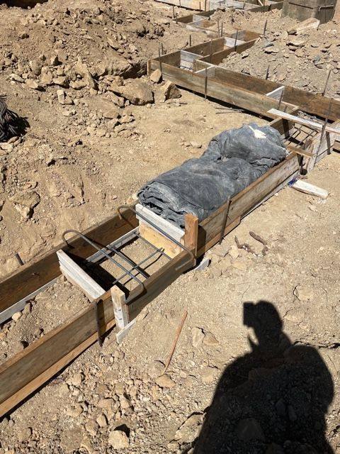 Footing forms and reinforcing