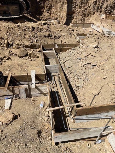 Footing forms and reinforcing