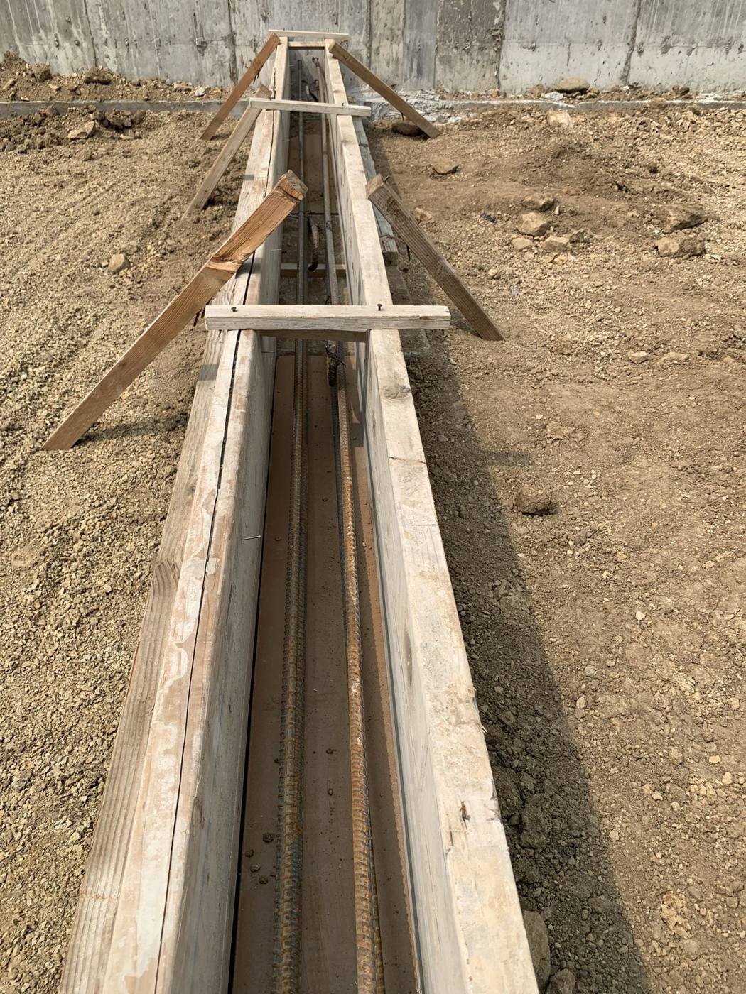 Grade beam forms and reinforcing