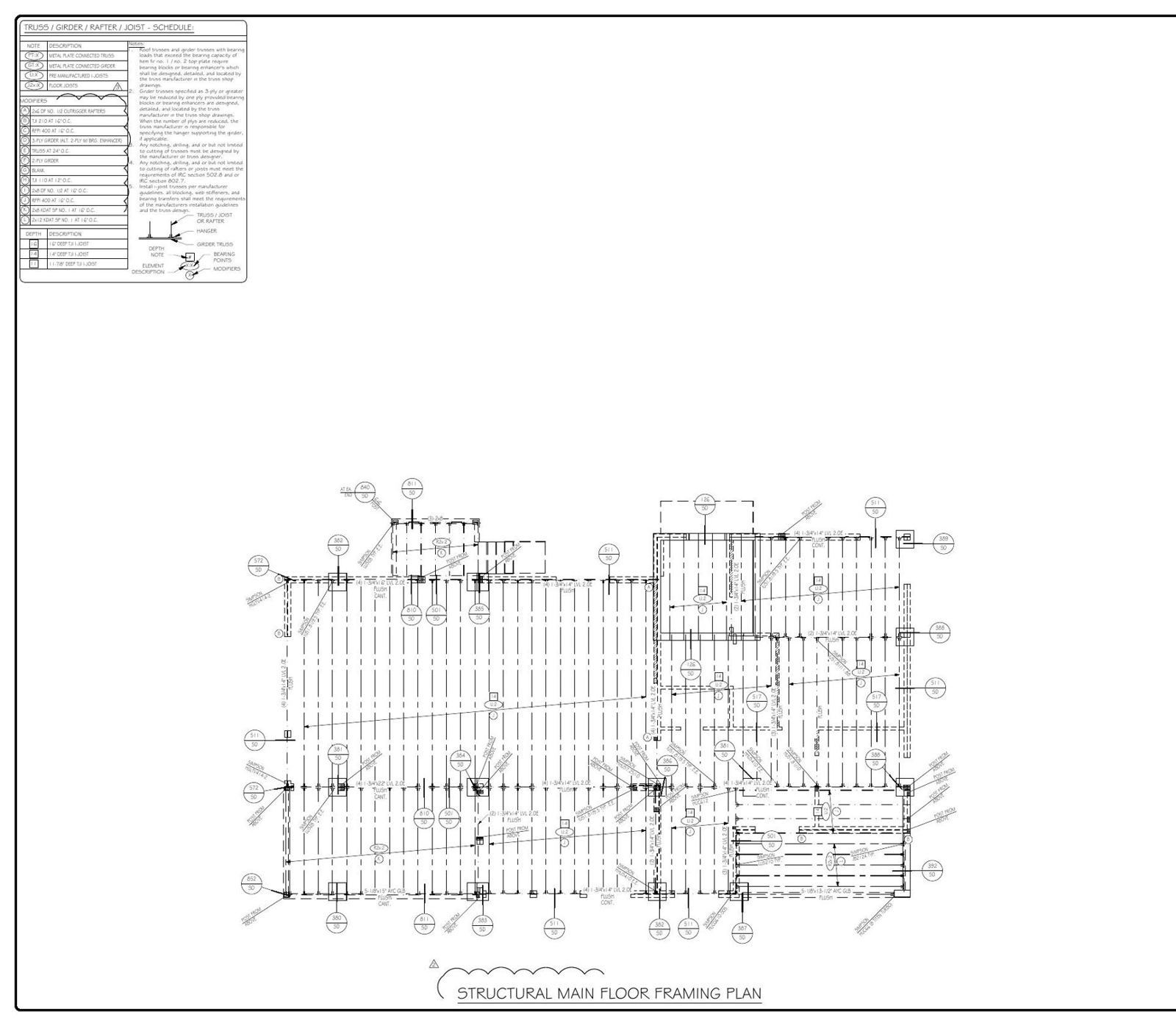 Main floor framing plan