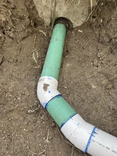 Sewer line to the septic system