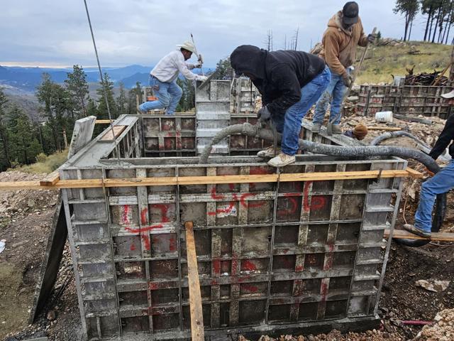 Crew setting pier forms