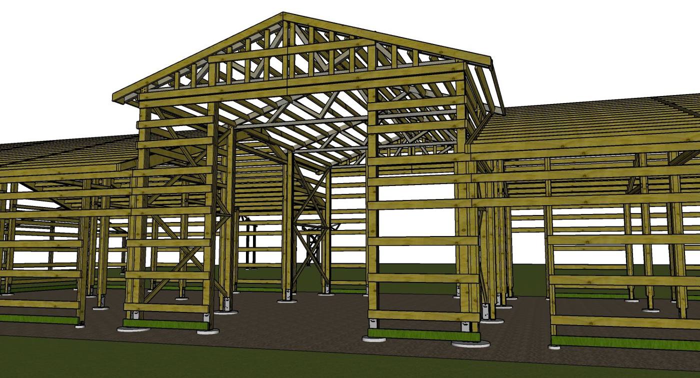 Timber frame, central bay